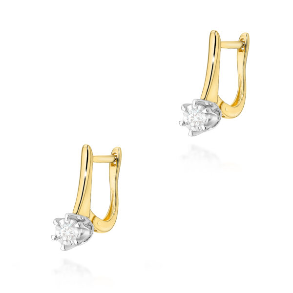 Kolczyki Diament 2 x 0,08ct żółte złoto