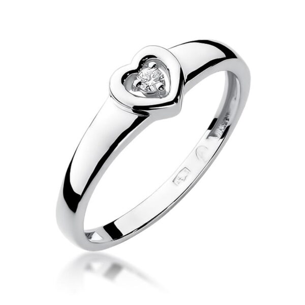Pierścionek Diament 0,04ct Białe złoto 375