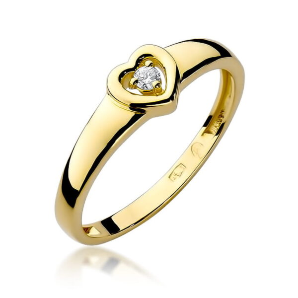 Pierścionek Diament 0,04ct żółte złoto 375