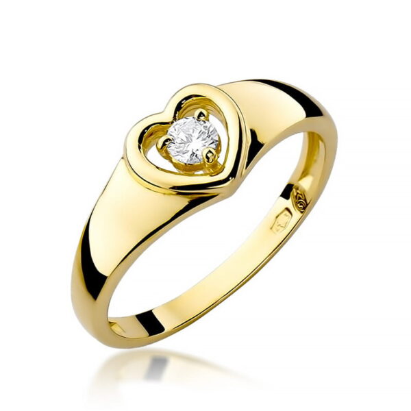 Pierścionek Diament 0,10ct żółte złoto 375