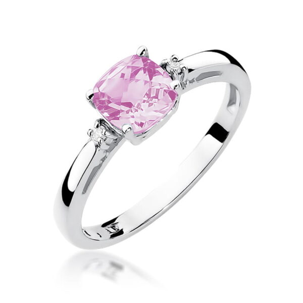 Pierścionek Różowy Topaz 1,10ct białe złoto 375