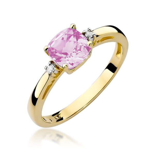 Pierścionek Różowy Topaz 1,10ct żółte złoto