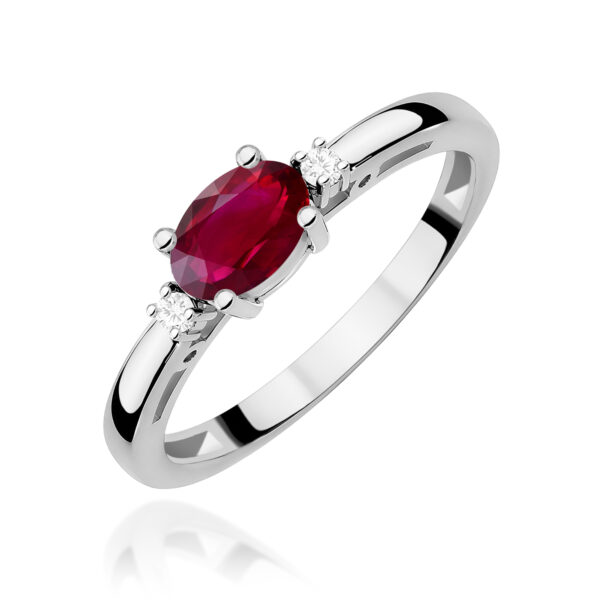 Pierścionek Rubin 0,60ct białe złoto