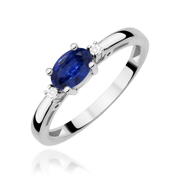 Pierścionek Szafir 0,70ct białe złoto 375