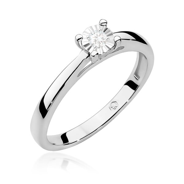 Pierścionek Diament Laboratoryjny 0,08ct białe złoto