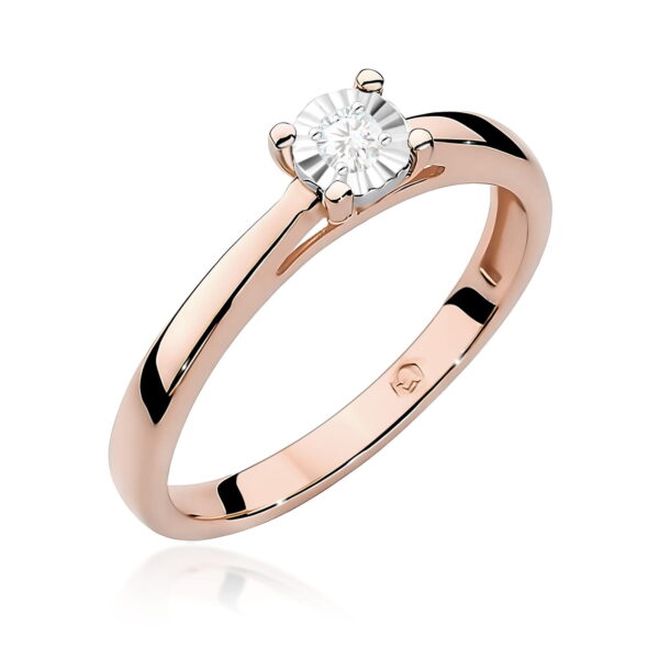 Pierścionek Diament 0,08ct różowe złoto