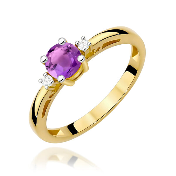 Pierścionek Ametyst 0,50ct żółte złoto