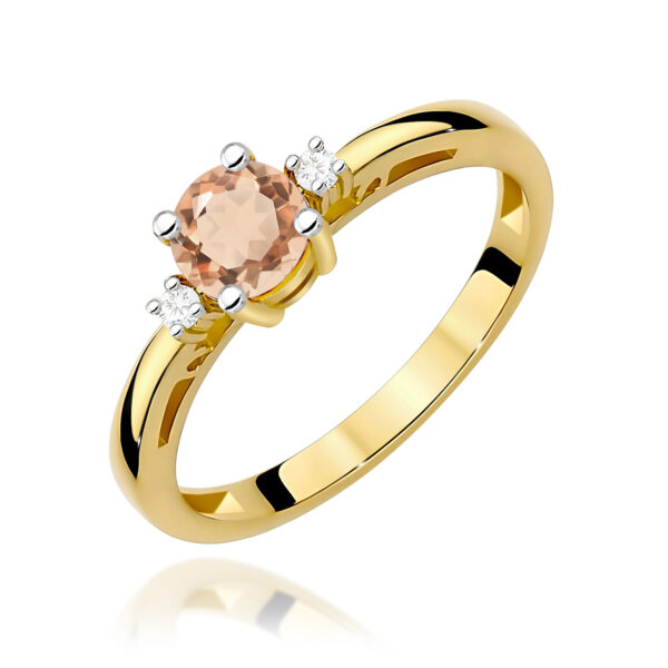 Pierścionek Morganit 0,40ct żółte złoto