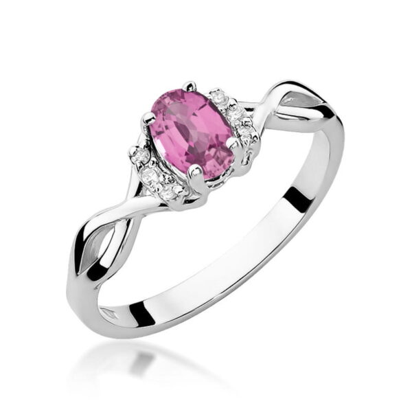 Pierścionek Różowy Szafir 0,45ct białe złoto 375