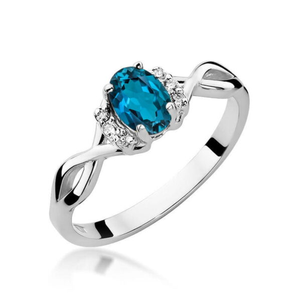 Pierścionek Topaz London Blue 0,50ct białe złoto 375