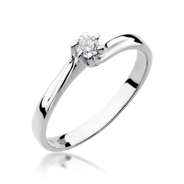 Pierścionek Diament 0,10ct białe złoto 375
