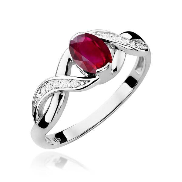 Pierścionek Rubin 0,60ct białe złoto