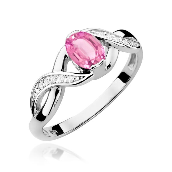 Pierścionek Różowy Szafir 0,45ct białe złoto
