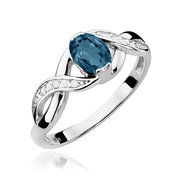 Pierścionek Topaz London Blue 0,50ct białe złoto