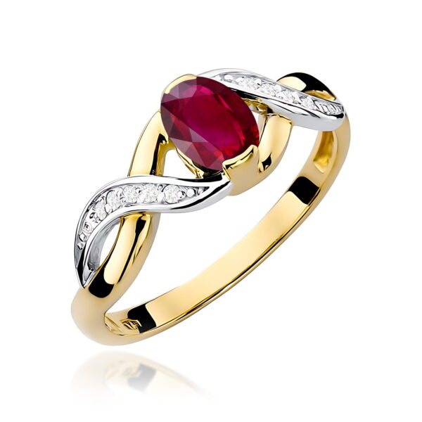 Pierścionek Rubin 0,60ct żółte złoto