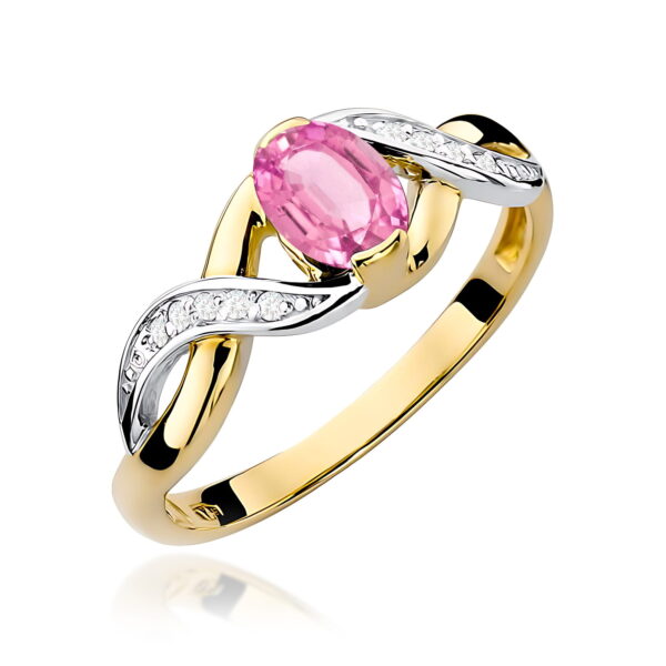 Pierścionek Różowy Szafir 0,45ct żółte złoto