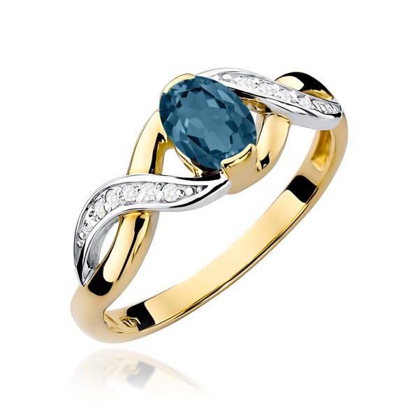 Pierścionek Topaz London Blue 0,50ct żółte złoto 375