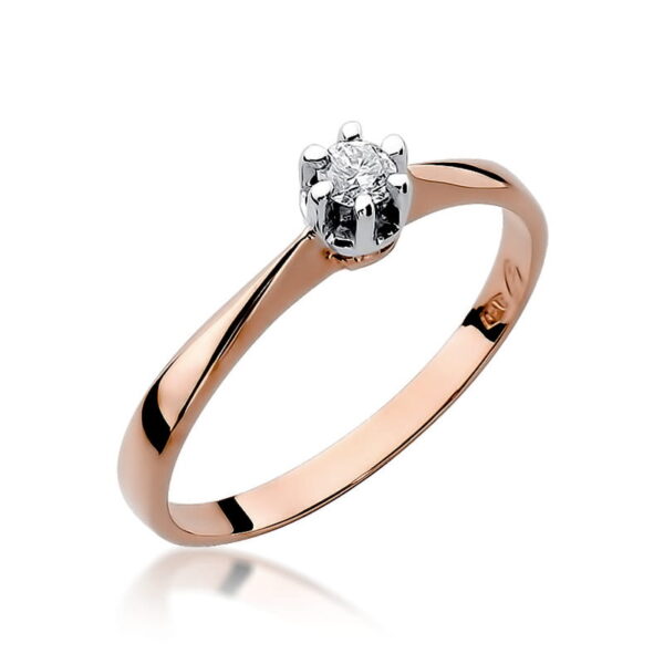 Pierścionek Diament 0,10ct różowe złoto