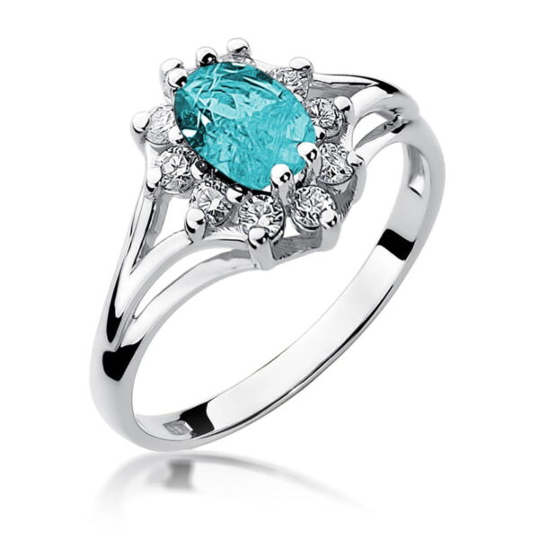 Pierścionek Topaz Swiss 0,90ct białe złoto 375