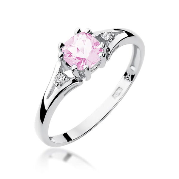 Pierścionek Różowy Topaz 0,65ct białe złoto