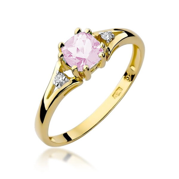 Pierścionek Różowy Topaz 0,65ct żółte złoto
