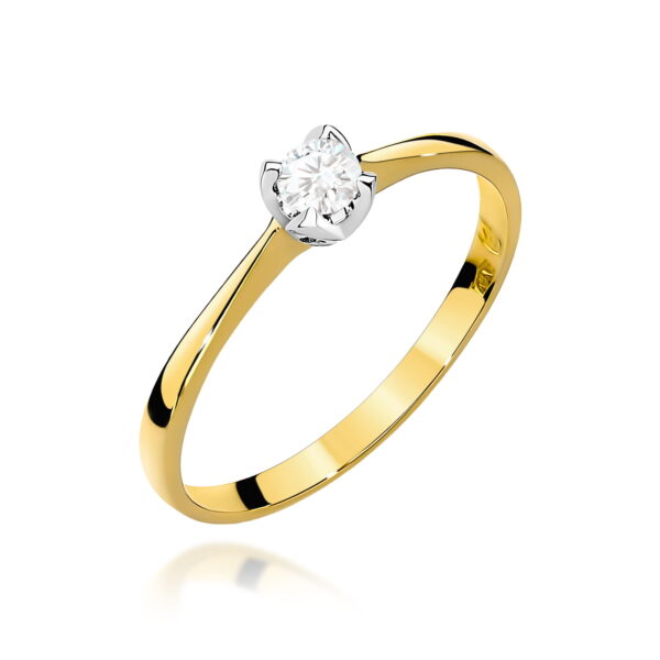 Pierścionek Diament 0,10ct żółte złoto