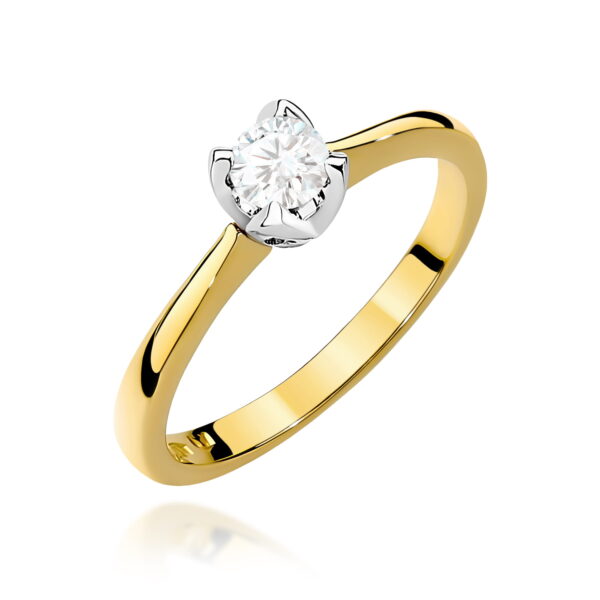 Pierścionek Diament 0,30ct żółte złoto 375