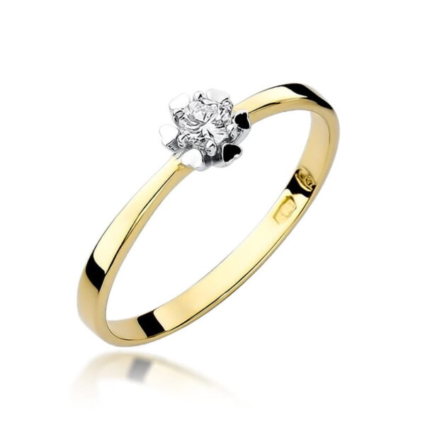 Pierścionek Diament 0,10ct Żółte złoto 375