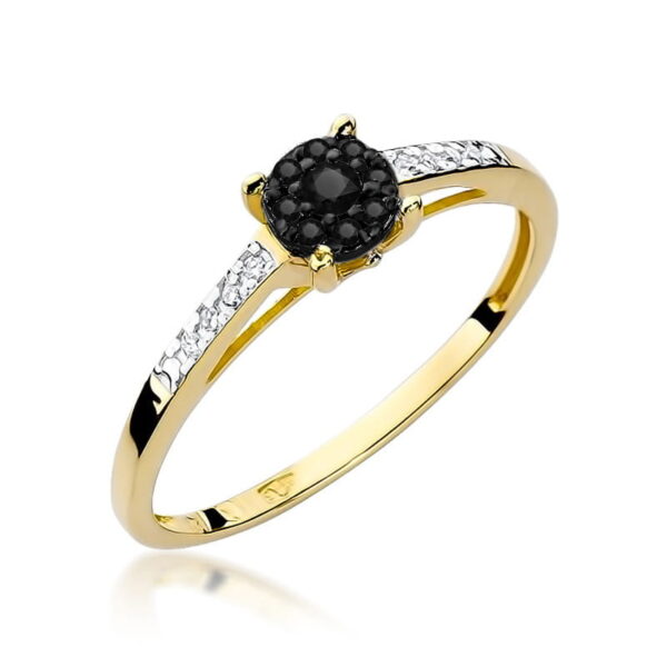 Pierścionek Czarny Diament 0,04ct żółte złoto 375