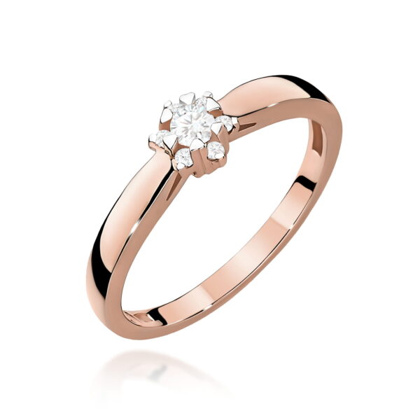 Pierścionek Diament 0,10ct różowe złoto