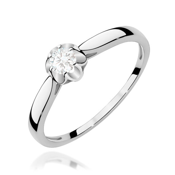 Pierścionek Diament Laboratoryjny 0,15ct białe złoto 375