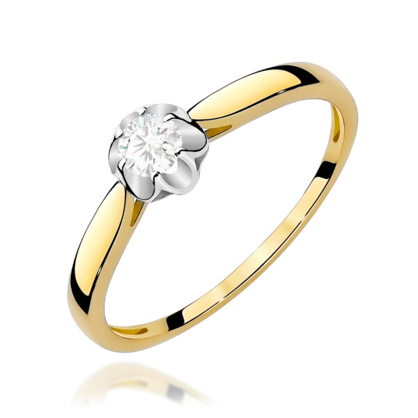 Pierścionek Diament 0,15ct Żółte złoto 375