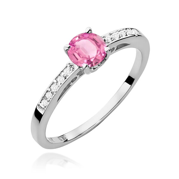 Pierścionek Różowy Topaz 0,60ct białe złoto