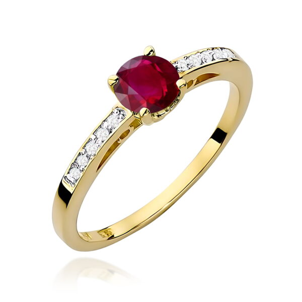 Pierścionek Rubin 0,60ct żółte złoto