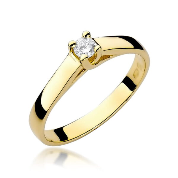 Pierścionek Diament 0,10ct żółte złoto