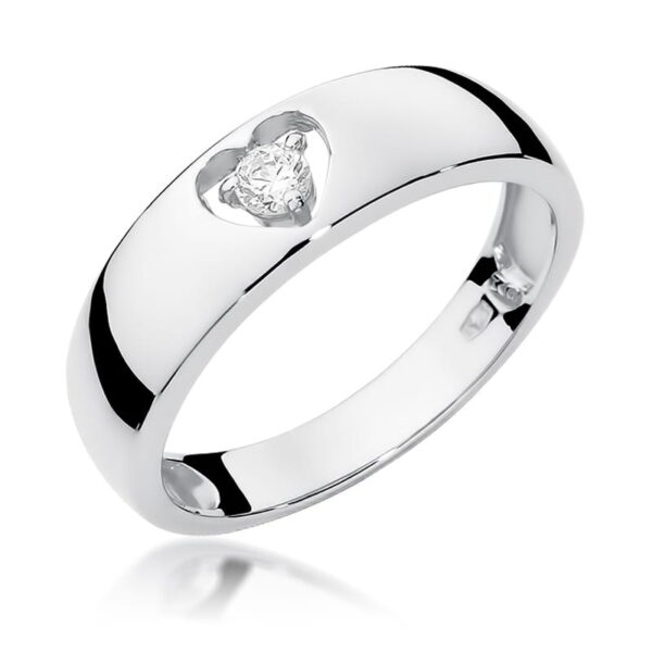 Pierścionek Diament 0,10ct białe złoto 375