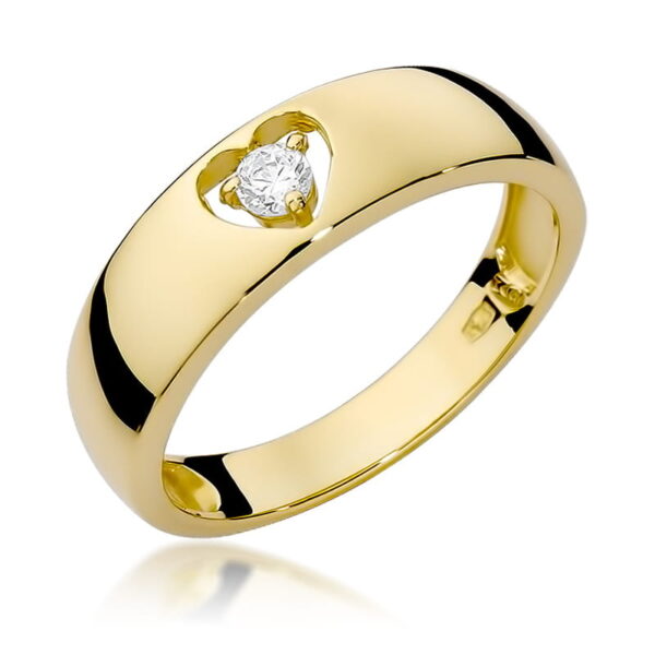 Pierścionek Diament 0,10ct żółte złoto