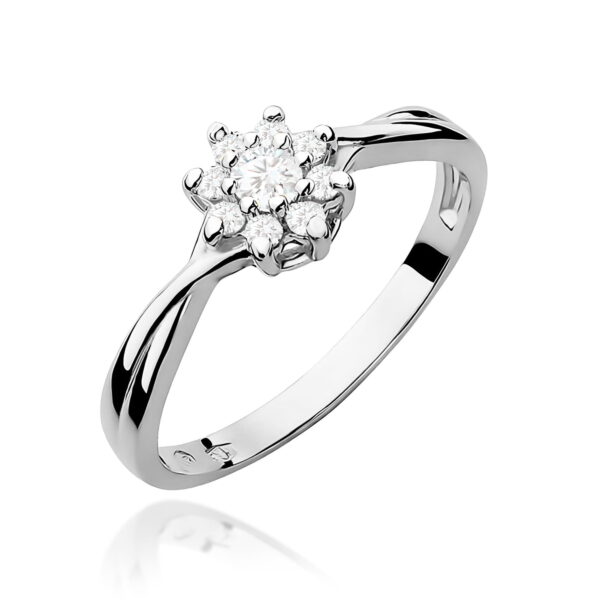 Pierścionek Diament 0,10ct Białe złoto 375