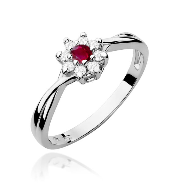 Pierścionek Rubin 0,15ct białe złoto 375