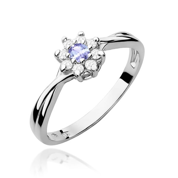 Pierścionek Tanzanit 0,15ct białe złoto 375