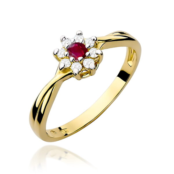 Pierścionek Rubin 0,15ct żółte złoto 375