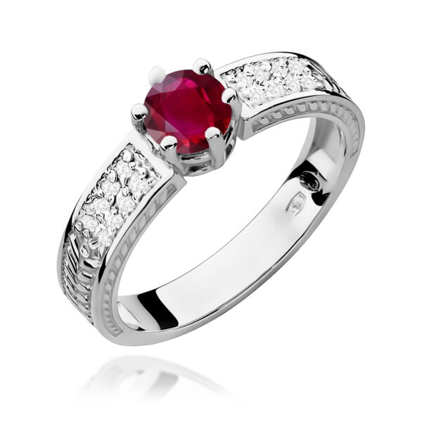 Pierścionek Rubin 0,60ct białe złoto 375
