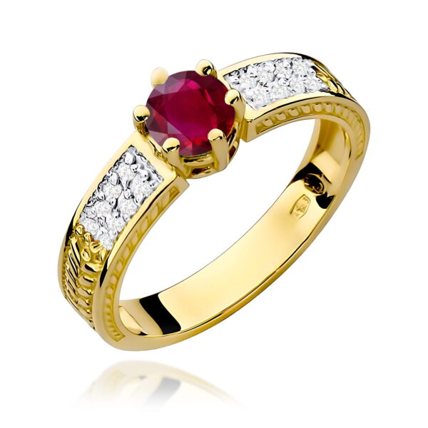 Pierścionek Rubin 0,60ct żółte złoto