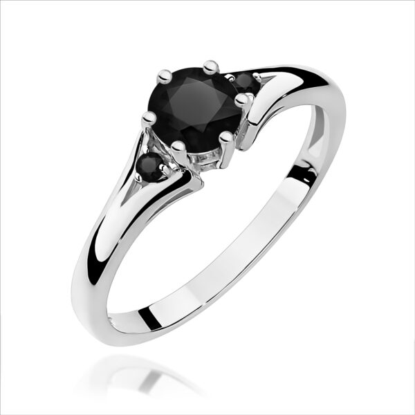 Pierścionek Czarny Diament 0,50ct białe złoto z czarnymi diamentami