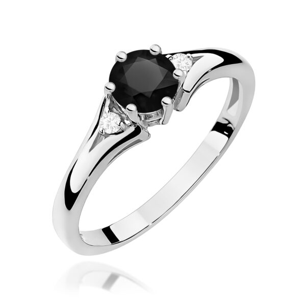 Pierścionek Czarny diament 0,50ct białe złoto 375