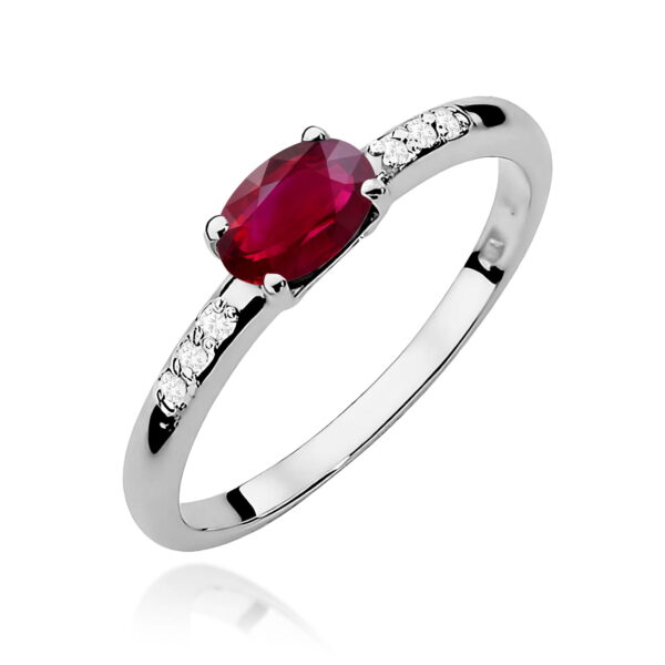 Pierścionek Rubin 0,60ct białe złoto 375