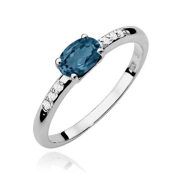 Pierścionek Topaz London Blue 0,50ct białe złoto 375
