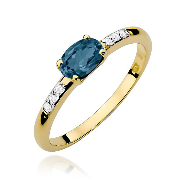Pierścionek Topaz London Blue 0,50ct żółte złoto