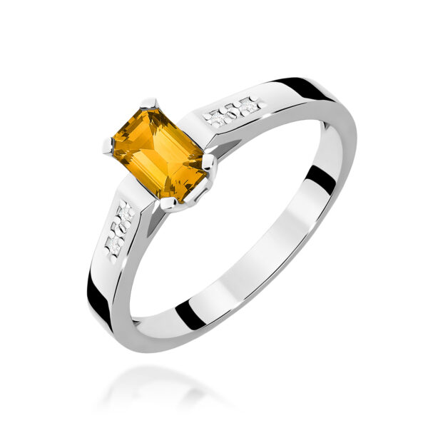 Pierścionek Cytryn 0,60ct białe złoto 375