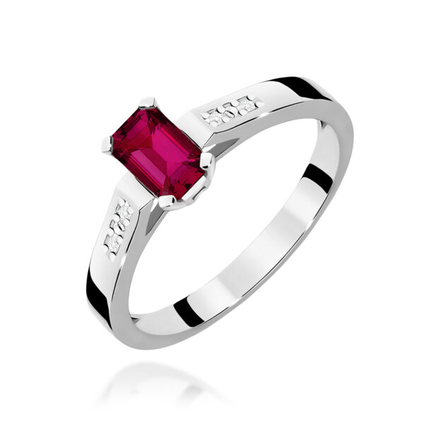 Pierścionek Rubin 0,80ct białe złoto 375